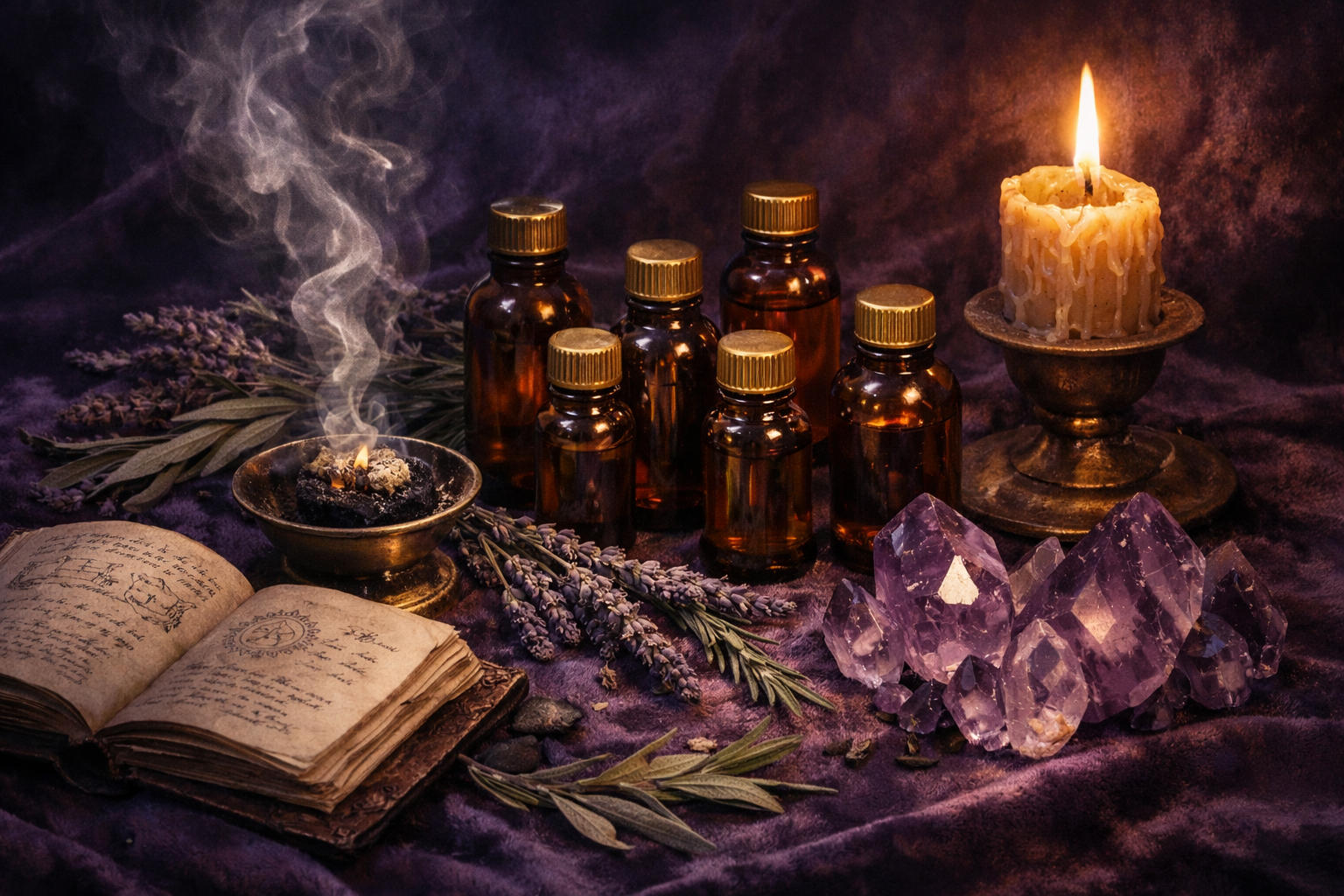 Huiles essentielles en wicca : le guide complet pour débuter (vertus, sécurité, rituels)