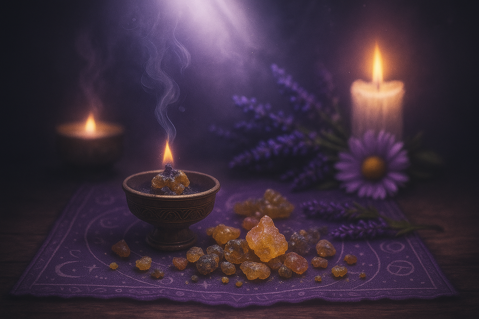 de l'encens en résine et un brule encens