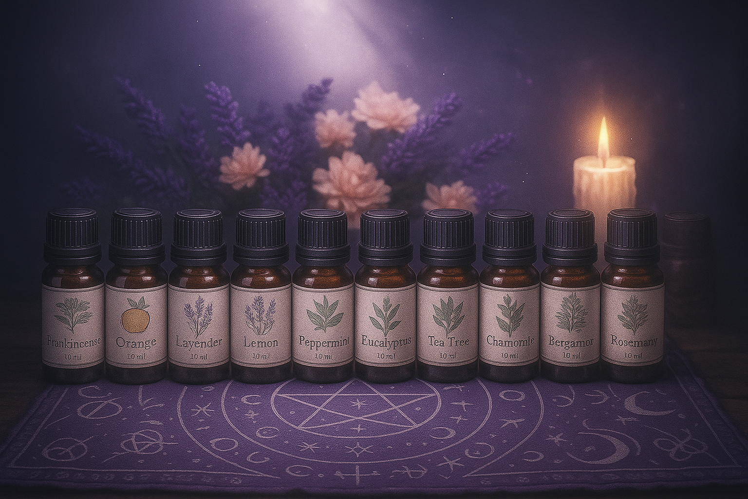 des flacons d'huiles essentielles 50ml