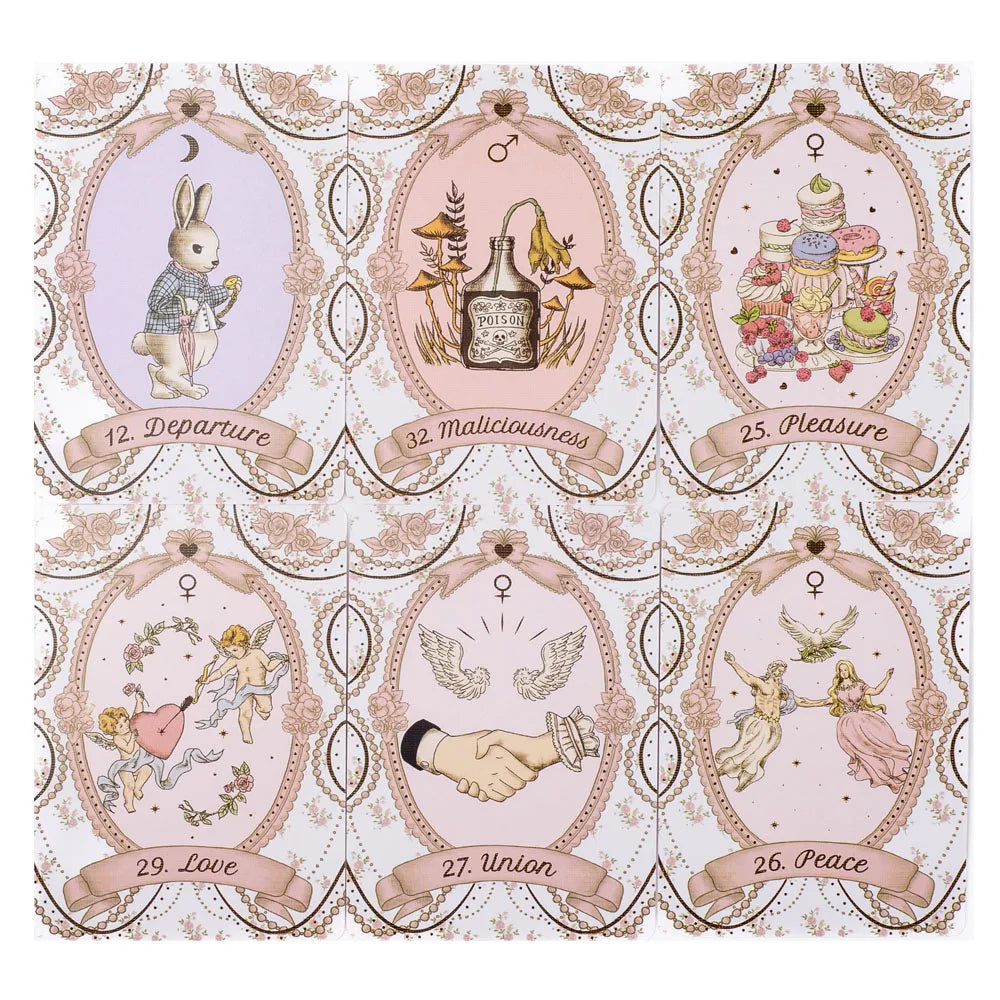 The Rosebelle Oracle – Jeu de 65 Cartes Divinatoires Anglais au Style Romantique Vintage