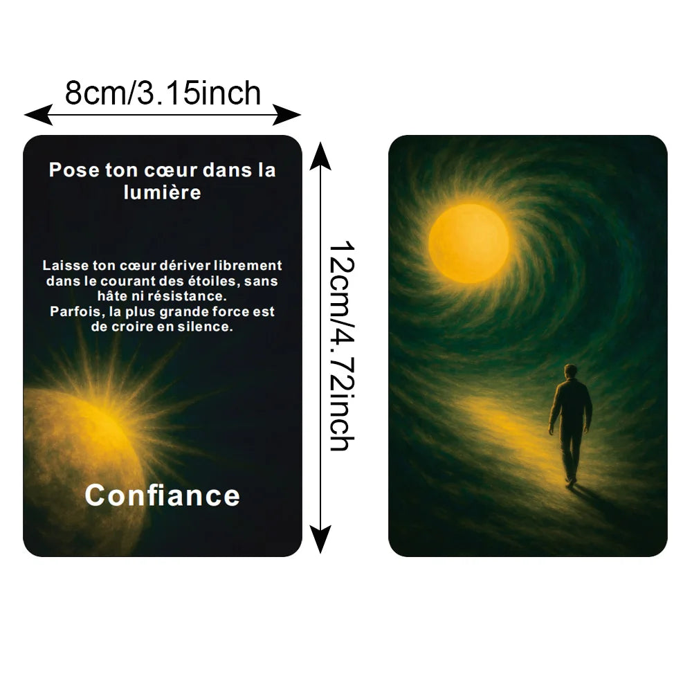 Jeu Esprit Cosmique – Oracle Français de 48 Cartes • Messages Intuitifs & Guidance de l’Univers (12×8 cm)