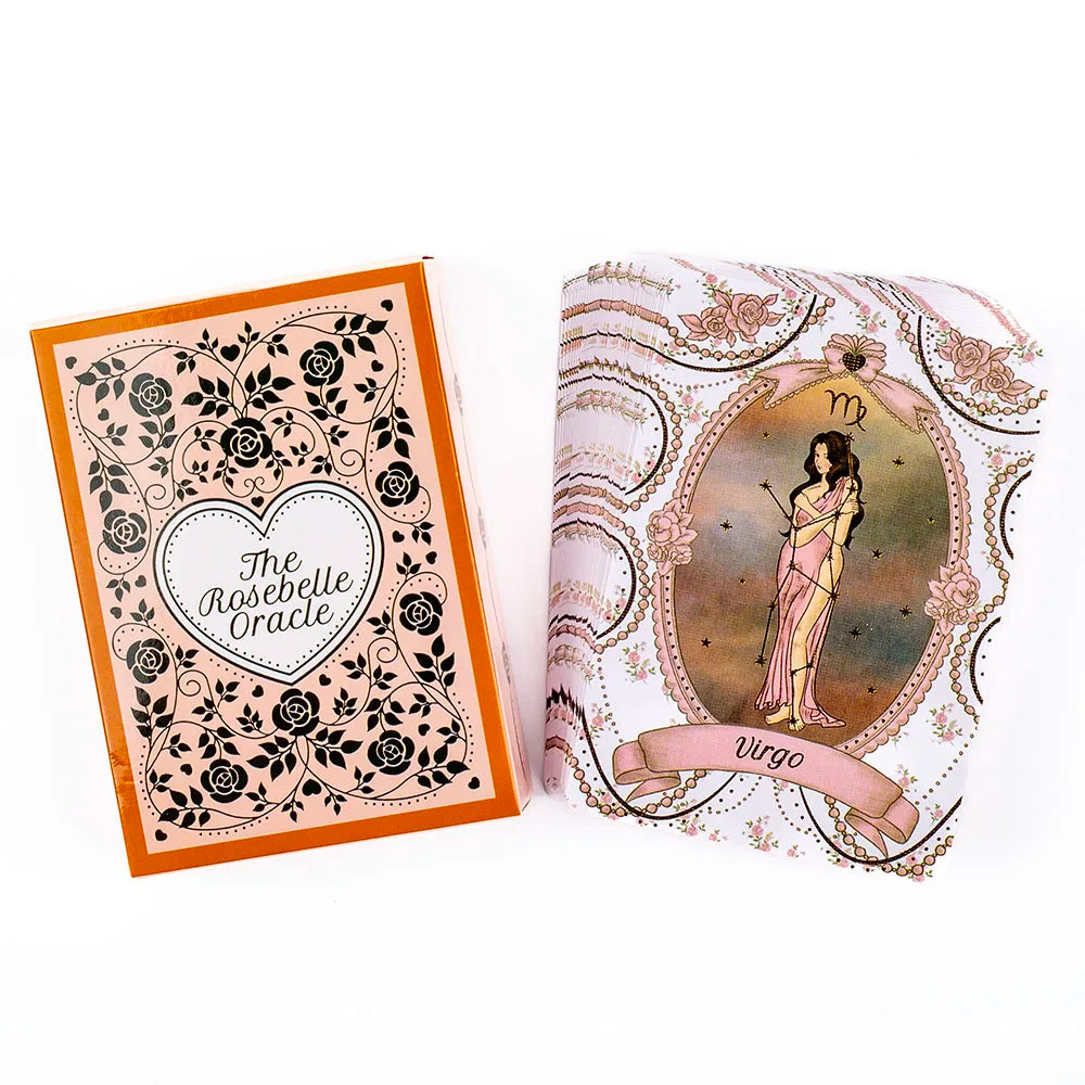 The Rosebelle Oracle – Jeu de 65 Cartes Divinatoires Anglais au Style Romantique Vintage
