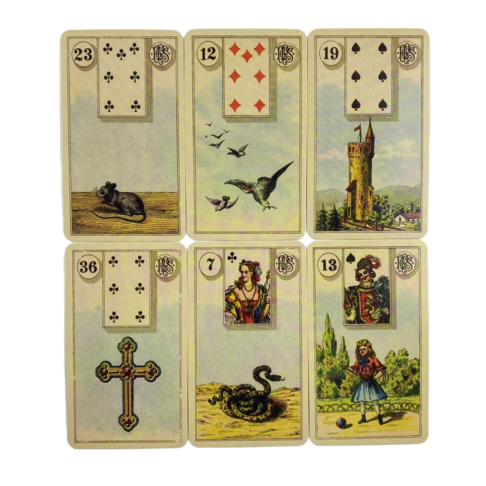 Grand Tableau Lenormand – Jeu de 36 Cartes Divinatoires avec Guide Papier (Version Anglaise)