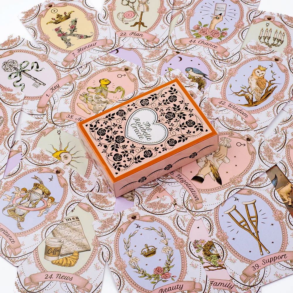 Das Rosebelle Orakel – Set aus 65 Wahrsagekarten im romantischen Vintage-Stil (Englisch)