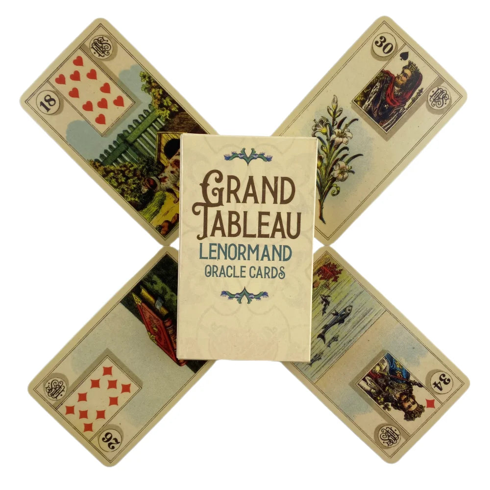 Grand Tableau Lenormand – Jeu de 36 Cartes Divinatoires avec Guide Papier (Version Anglaise)