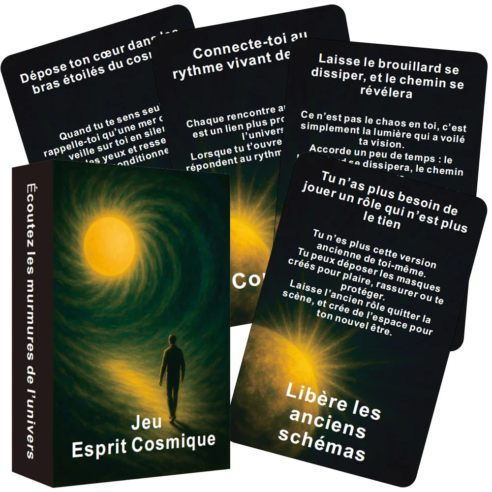 Jeu Esprit Cosmique – Oracle Français de 48 Cartes • Messages Intuitifs & Guidance de l’Univers (12×8 cm)