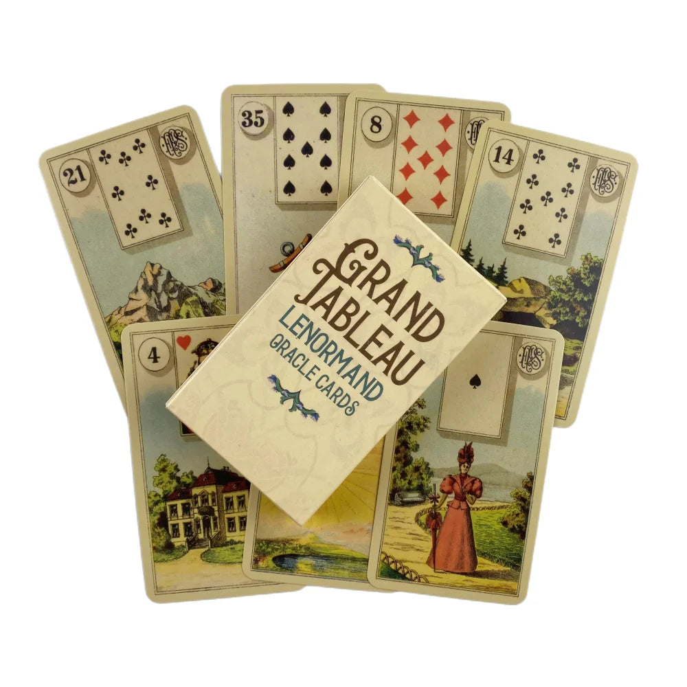 Grand Tableau Lenormand – Jeu de 36 Cartes Divinatoires avec Guide Papier (Version Anglaise)