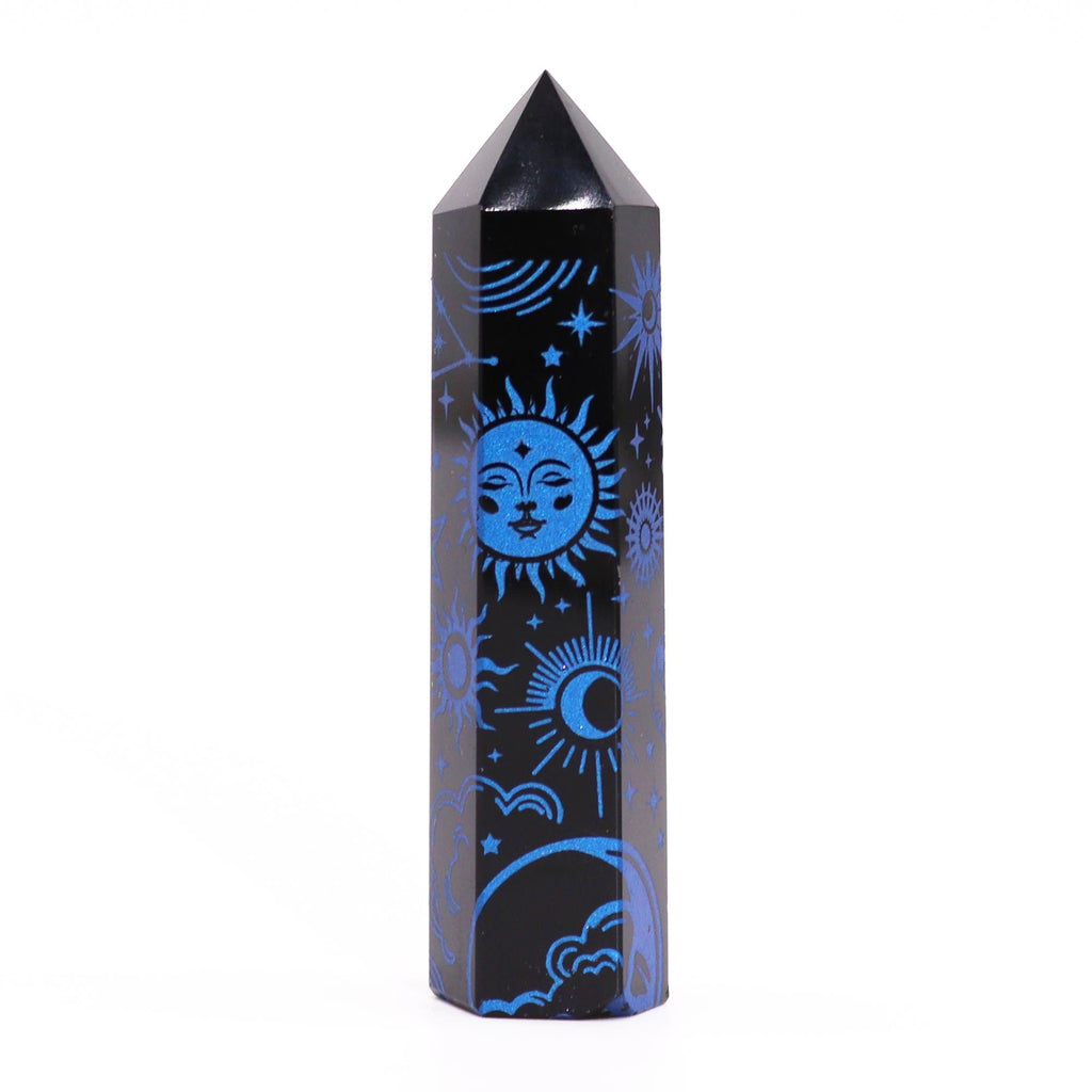 Pointe d'Obsidienne Noire – Reflets Bleu Minuit – 9 cm