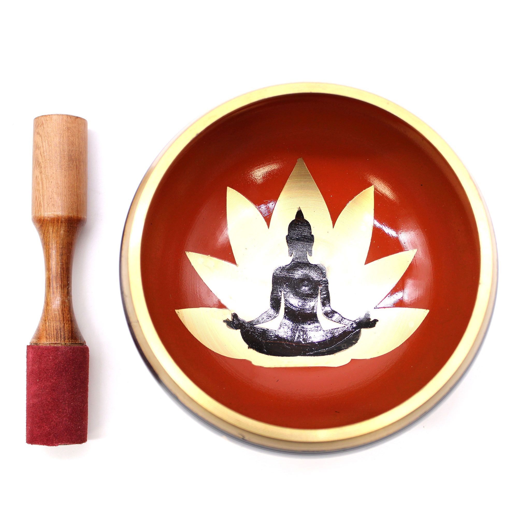 Set Bol Tibétain Coffret – Bouddha – Noir/Orange – 14 cm