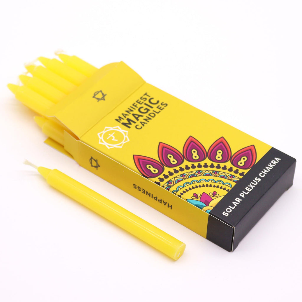 Bougies de Manifestation – Jaune – Chakra Plexus Solaire (pack de 12)