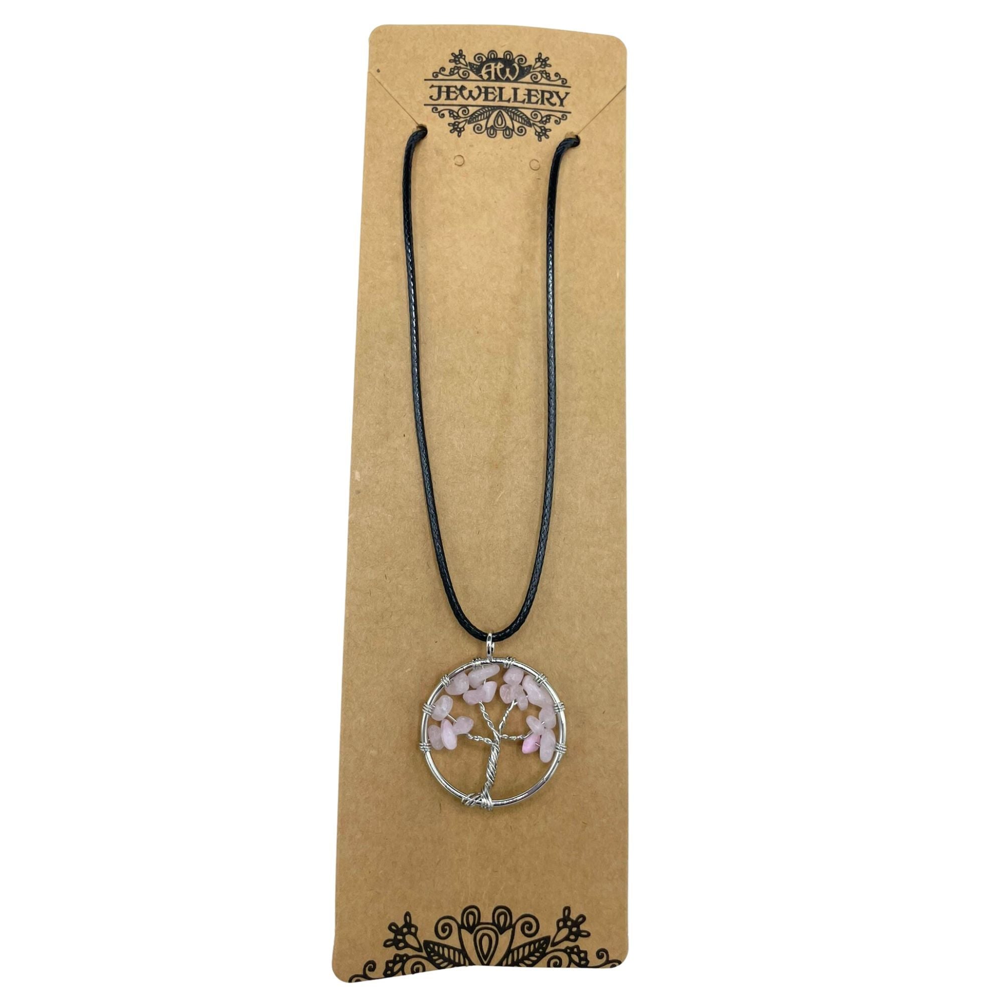 Collier Arbre de Vie – Feuillage de Quartz Rose