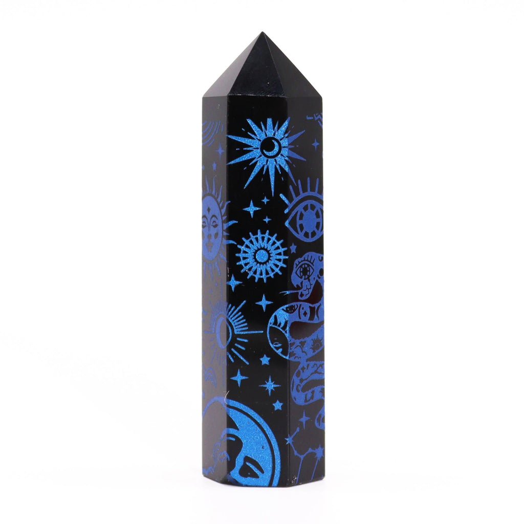 Pointe d'Obsidienne Noire – Reflets Bleu Minuit – 9 cm