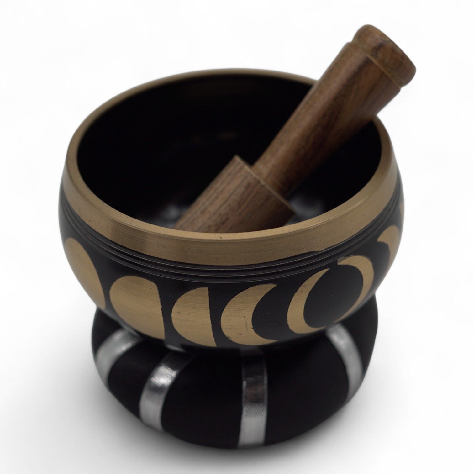Set Bol Tibétain Coffret – Phases de Lune – Noir – 10,7 cm