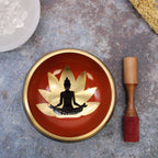 Set Bol Tibétain Coffret – Bouddha – Noir/Orange – 14 cm