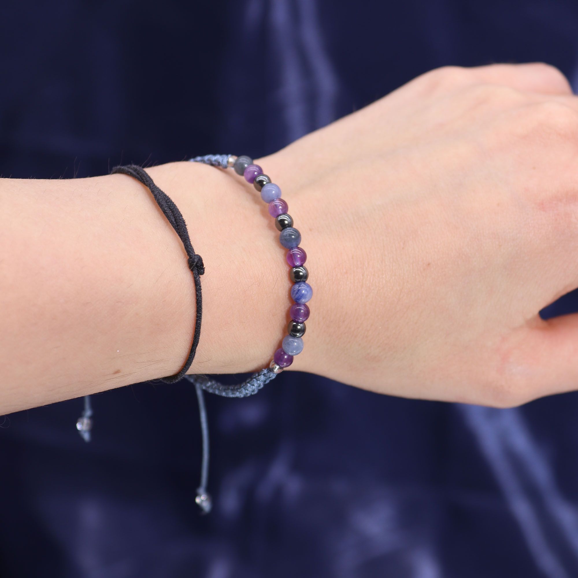 Coffret Zodiaque Sagittaire – Bougie Cristal & Bracelet en Pierres – Améthyste, Sodalite & Obsidienne Noire