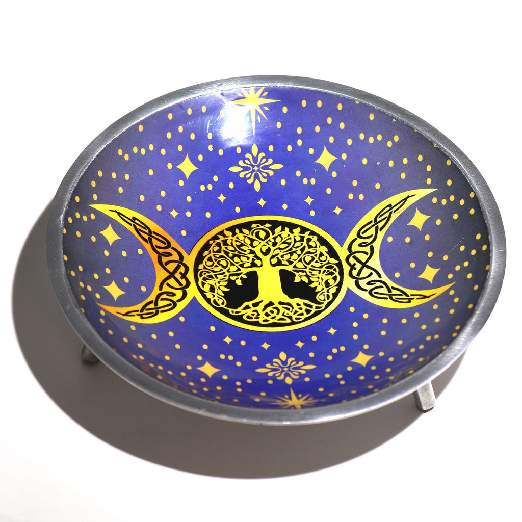 Patène Rituelle Émaillée – Triple Pied – Triple Lune Violette