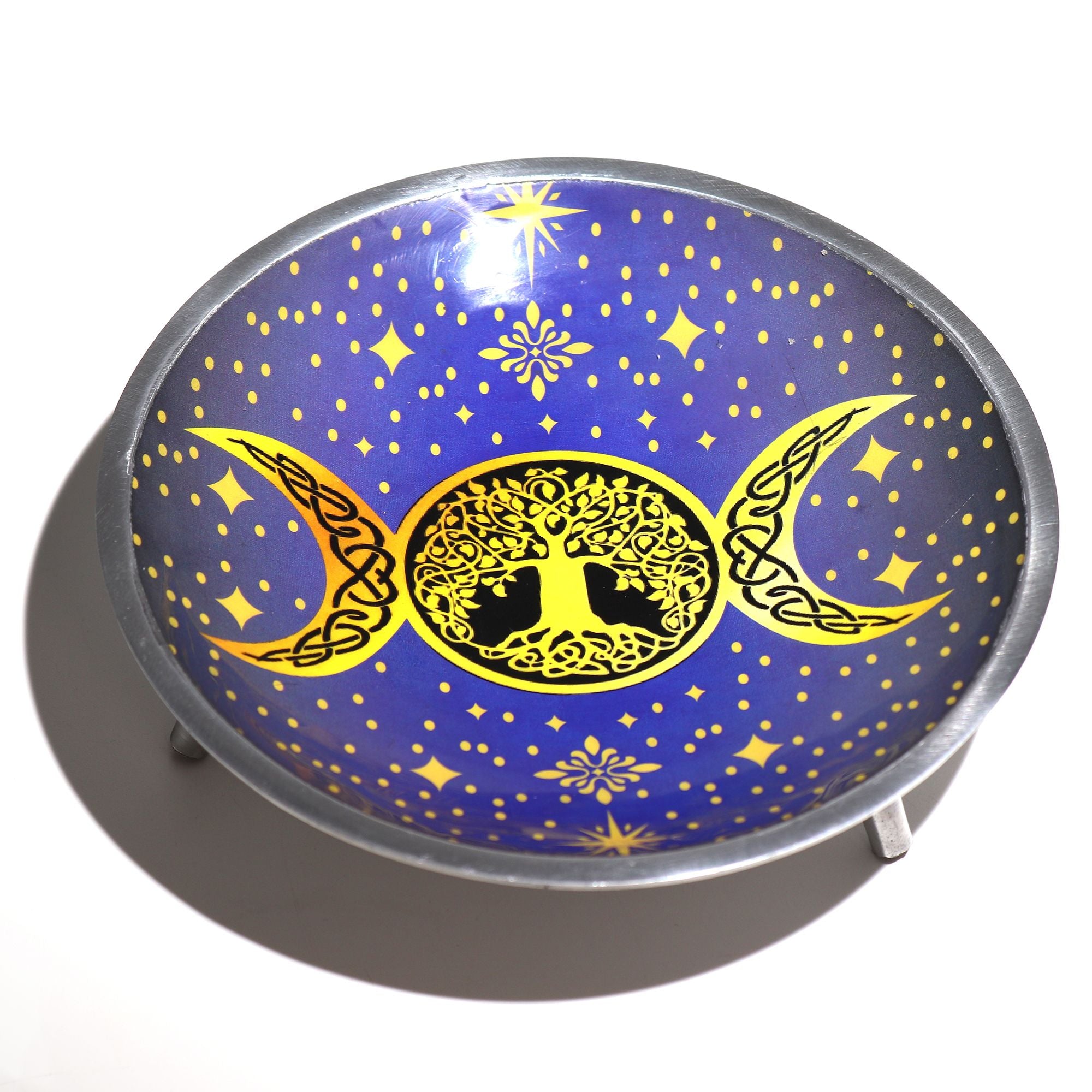 Patène Rituelle Émaillée – Triple Pied – Triple Lune Violette