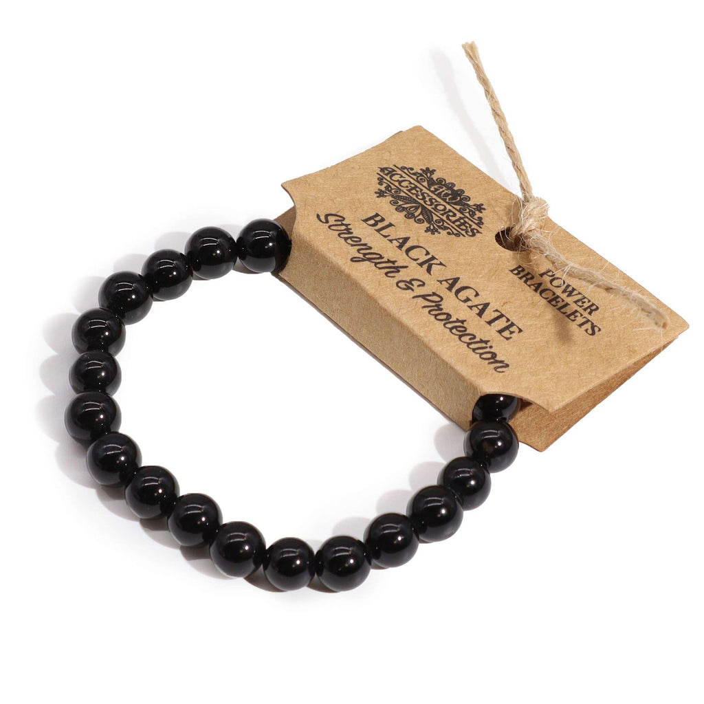 Bracelet Mala – Agate Noire – Pierres Rondes