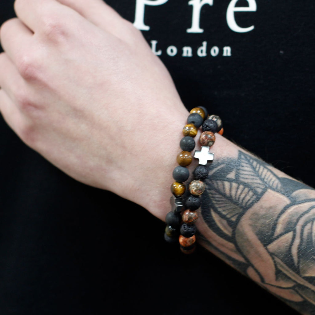Set de 2 Bracelets de Pouvoir – Œil de Tigre & Pierre Noire