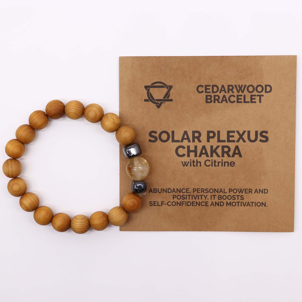 Bracelet Jonc en Bois de Cèdre – Chakra Plexus Solaire – Citrine