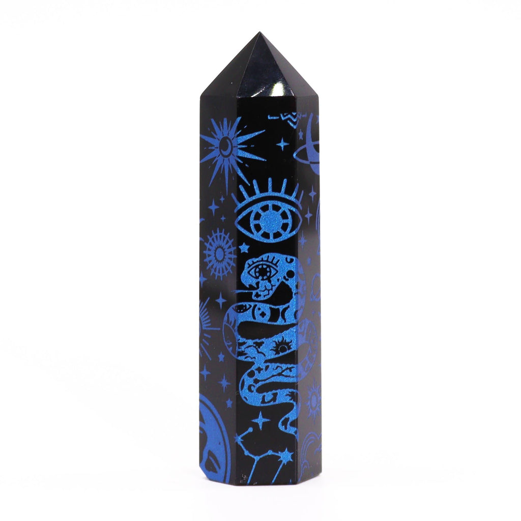 Pointe d'Obsidienne Noire – Reflets Bleu Minuit – 9 cm