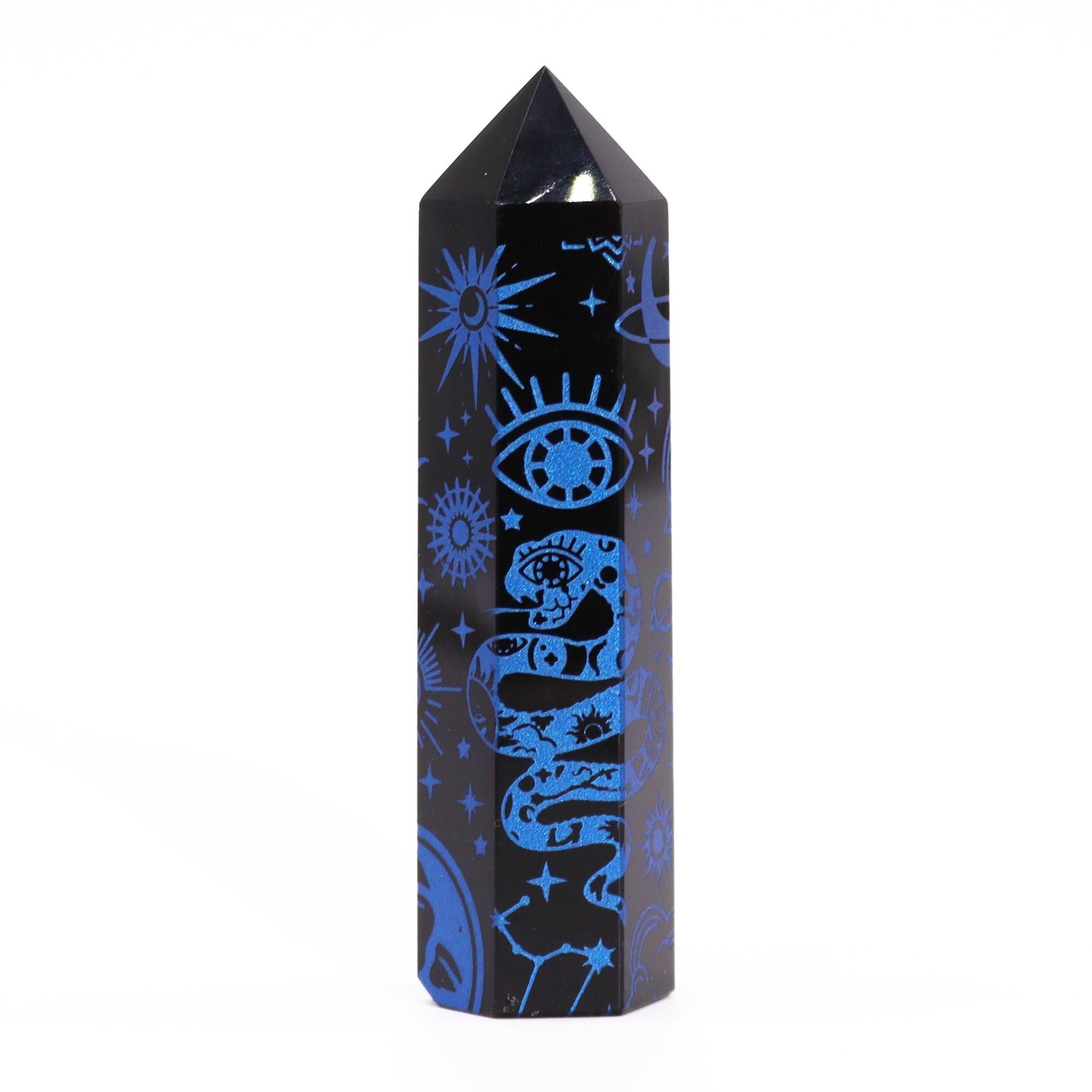 Pointe d'Obsidienne Noire – Reflets Bleu Minuit – 9 cm