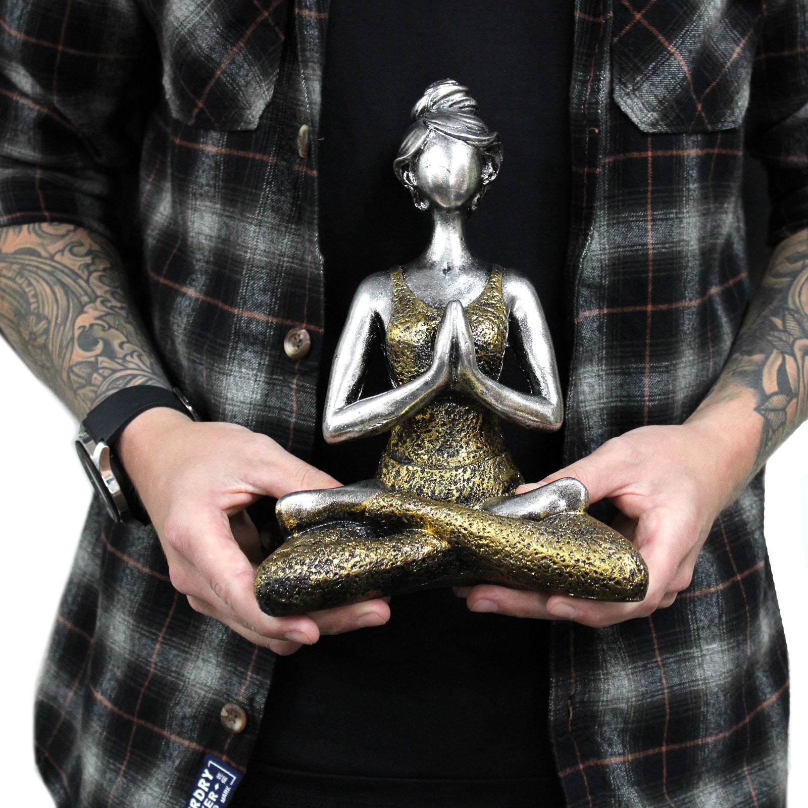 Figurine Déesse Yoga – Bronze & Noir – 24 cm