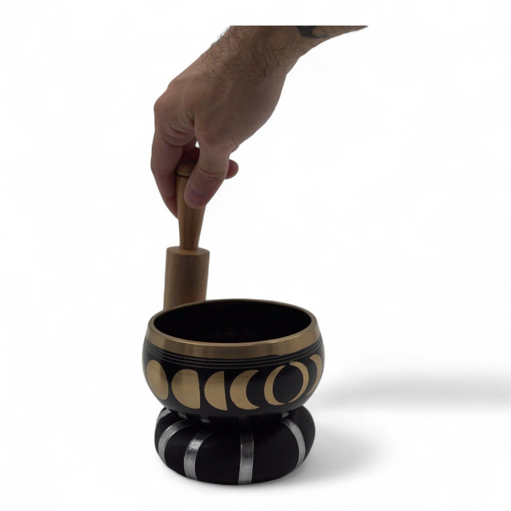Set Bol Tibétain Coffret – Phases de Lune – Noir – 10,7 cm