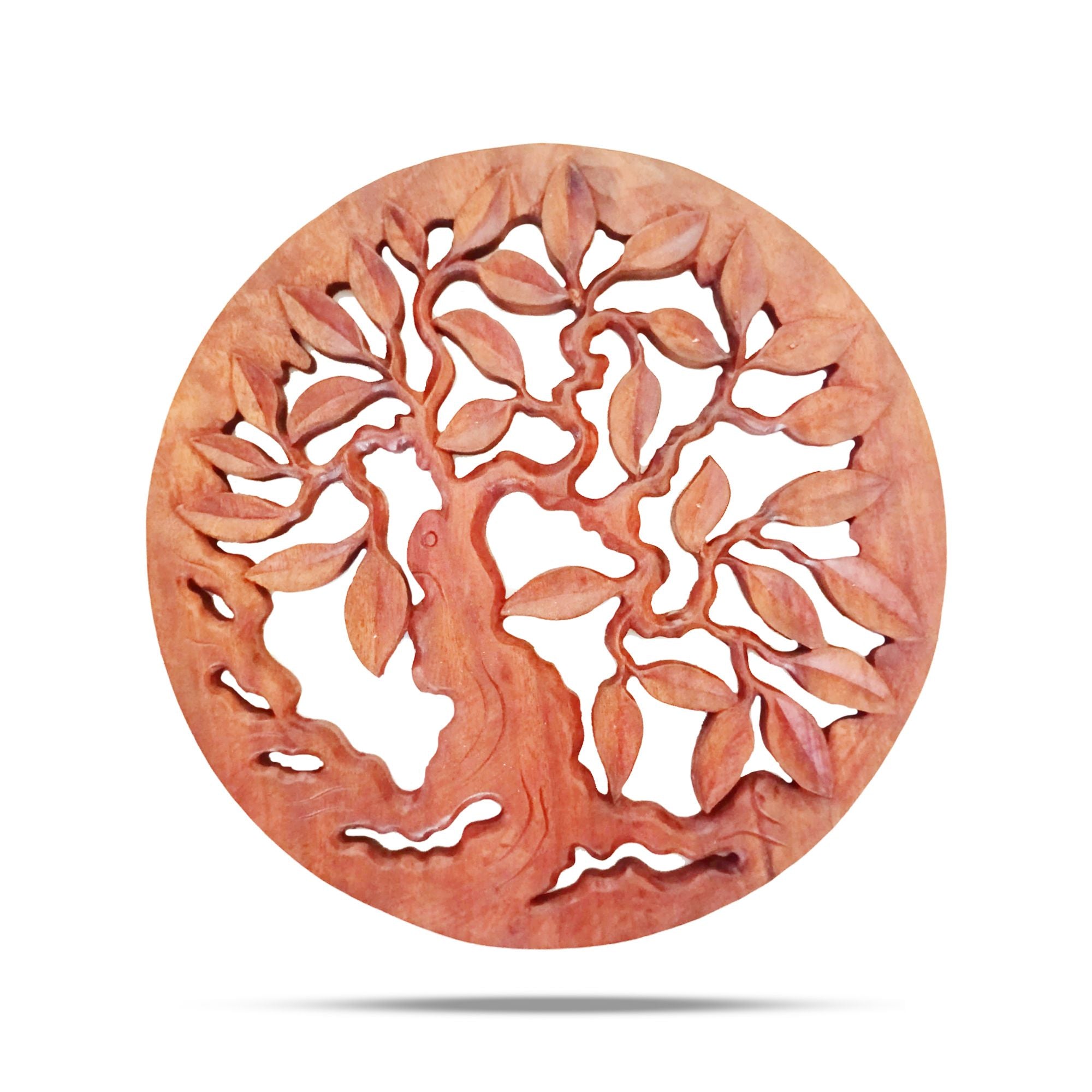Panneau Mural Bois Sculpté – Arbre de Vie Massif – 40 cm
