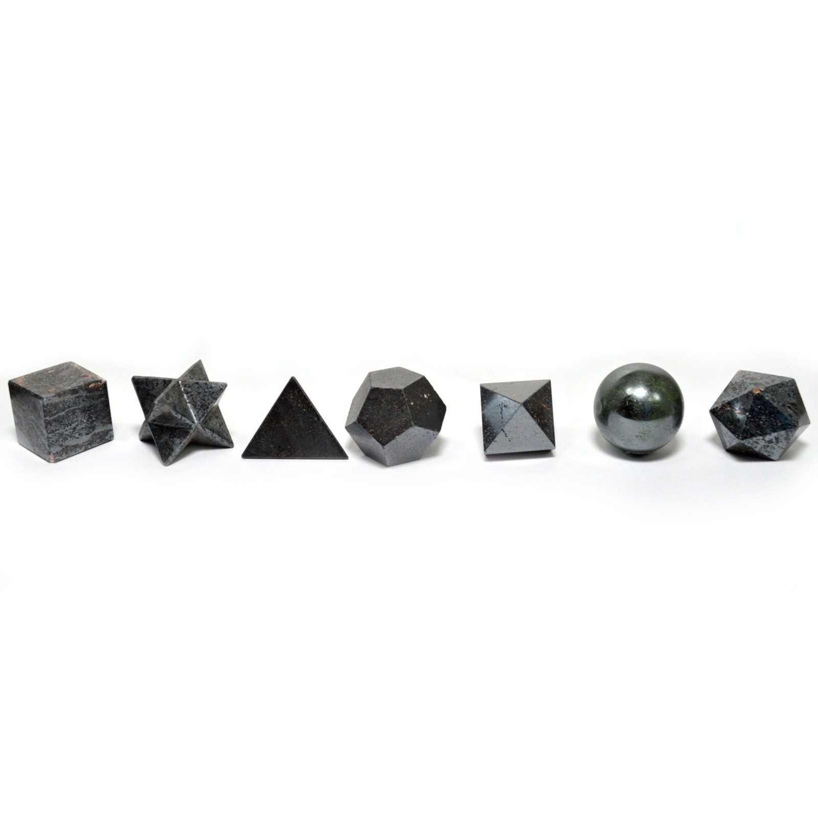 Set de 7 Cristaux Géométriques en Agate Noire