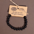 Bracelet Mala – Agate Noire – Pierres Rondes
