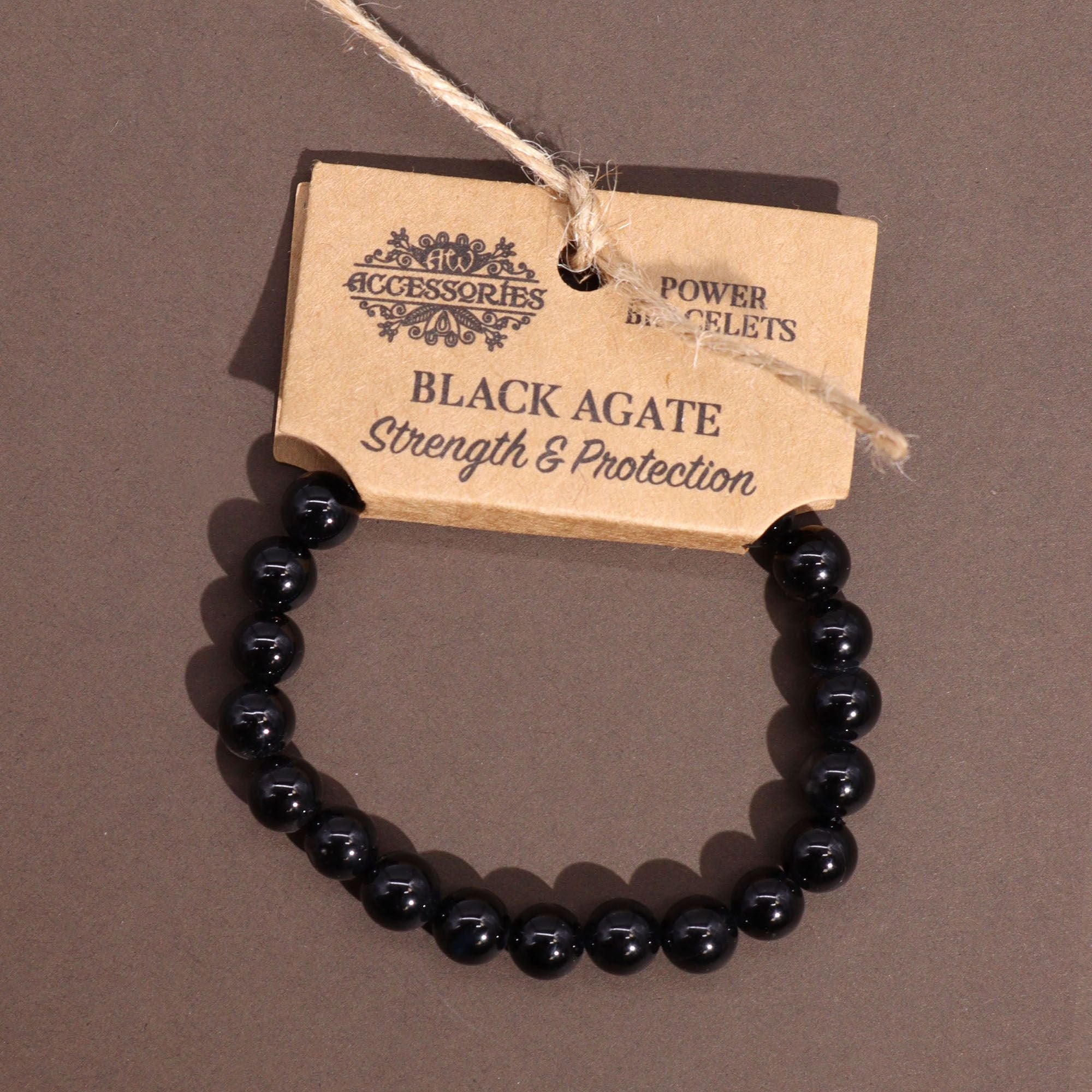Bracelet Mala – Agate Noire – Pierres Rondes
