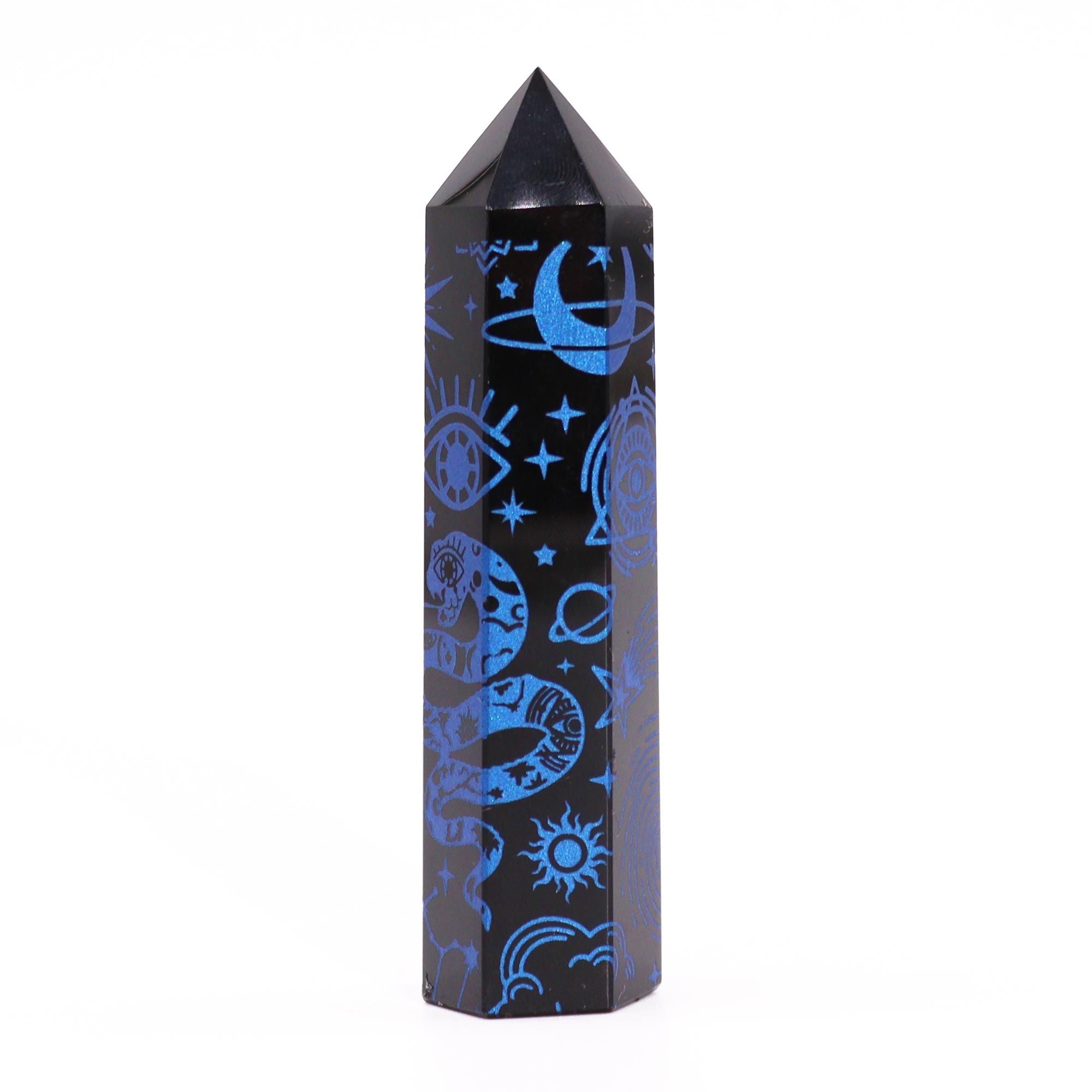Pointe d'Obsidienne Noire – Reflets Bleu Minuit – 9 cm