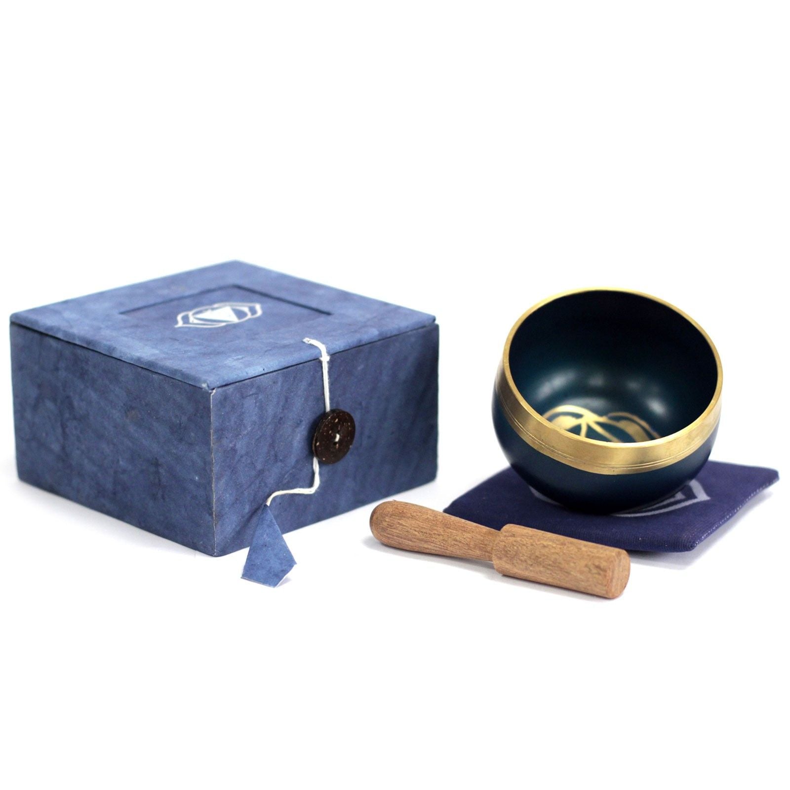 Coffret Bol Chantant Tibétain Chakra Troisième Œil – Indigo – Avec Coussin & Maillet en Bois
