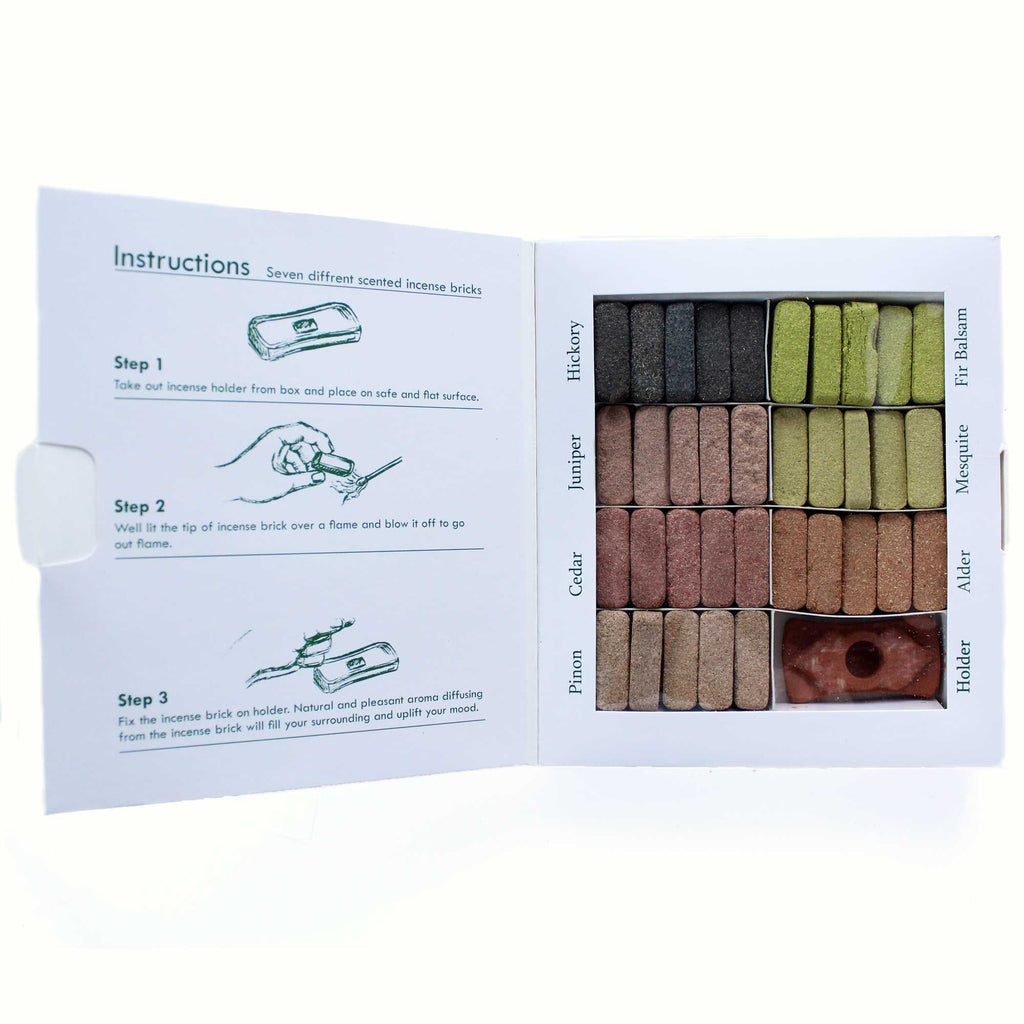 Set Présentoir – 70 Briques d'Encens de l'Himalaya & Brûleur
