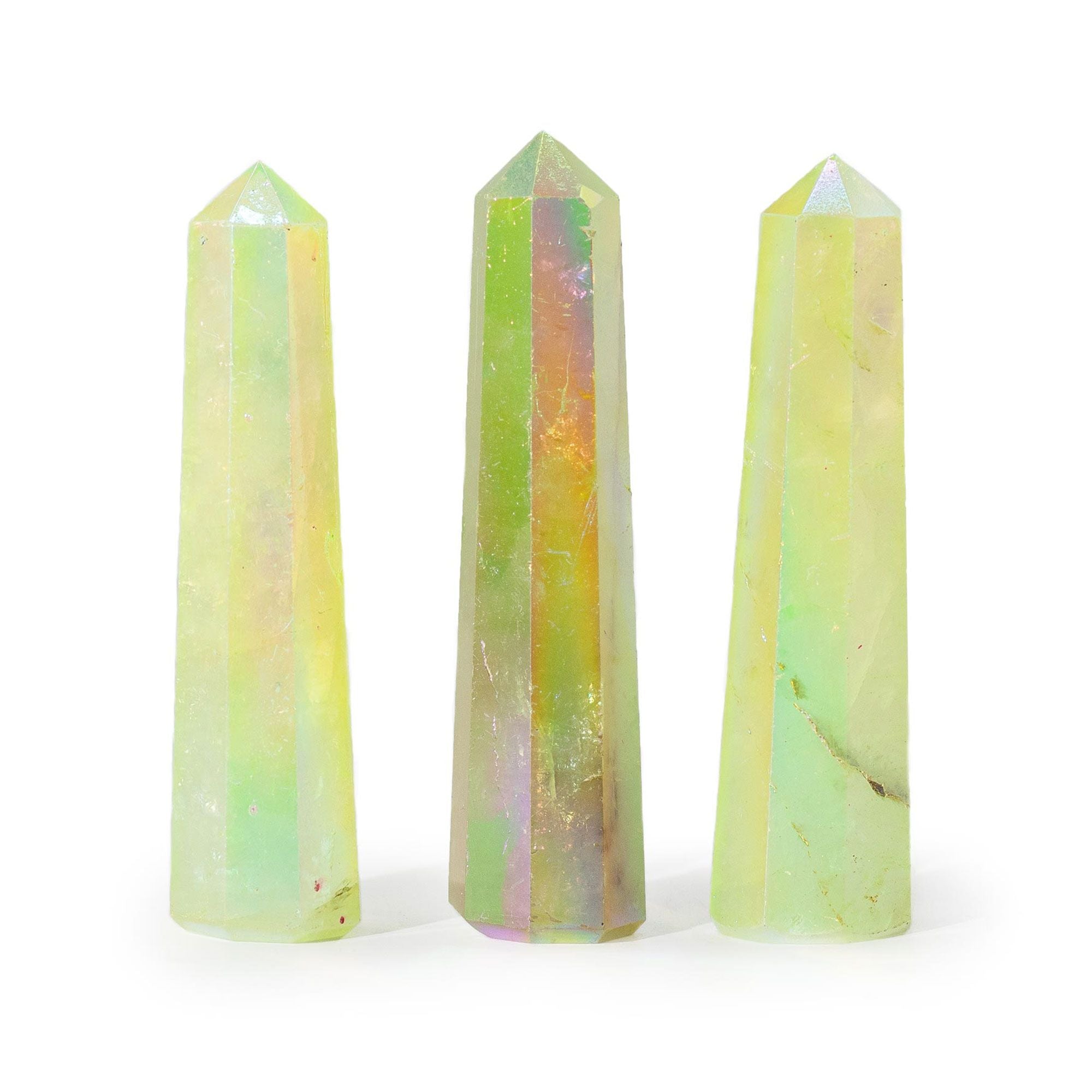 Obélisque en Quartz Aurora – Vert Pâle – 9 cm