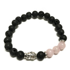 Bracelet en Pierre de Lave – Bouddha & Quartz Rose