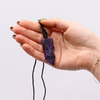 Pendentif Pointe Plate Macramé – Améthyste
