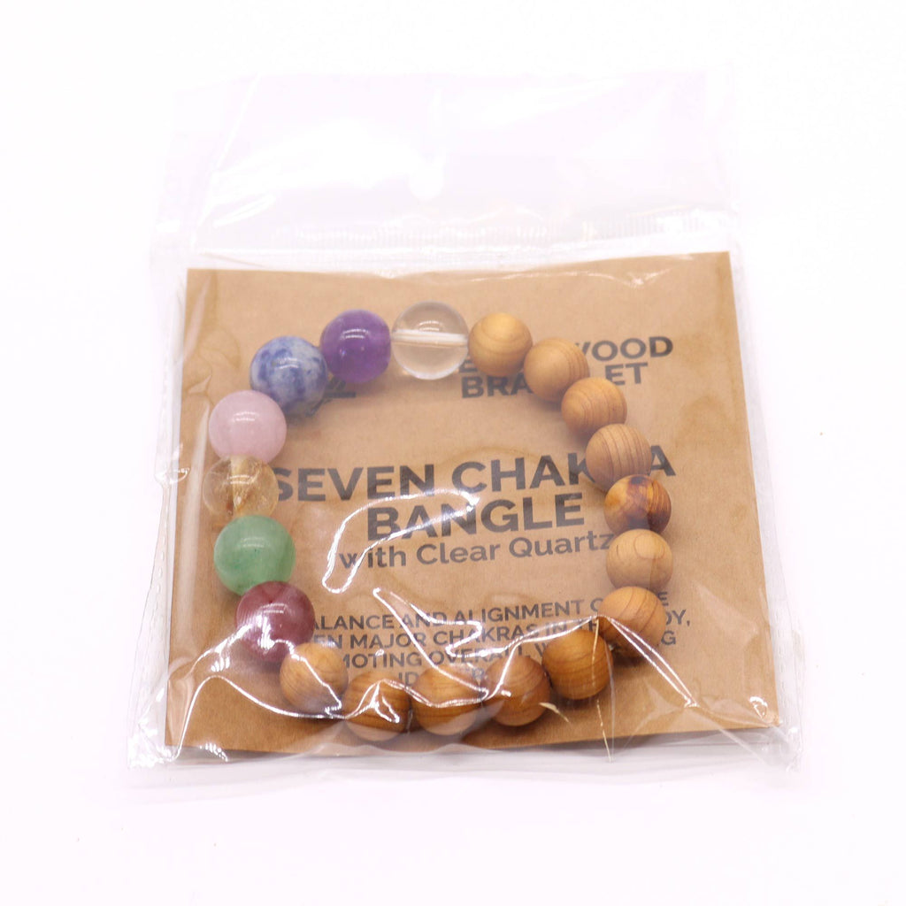 Bracelet Jonc en Bois de Cèdre – 7 Chakras Complets