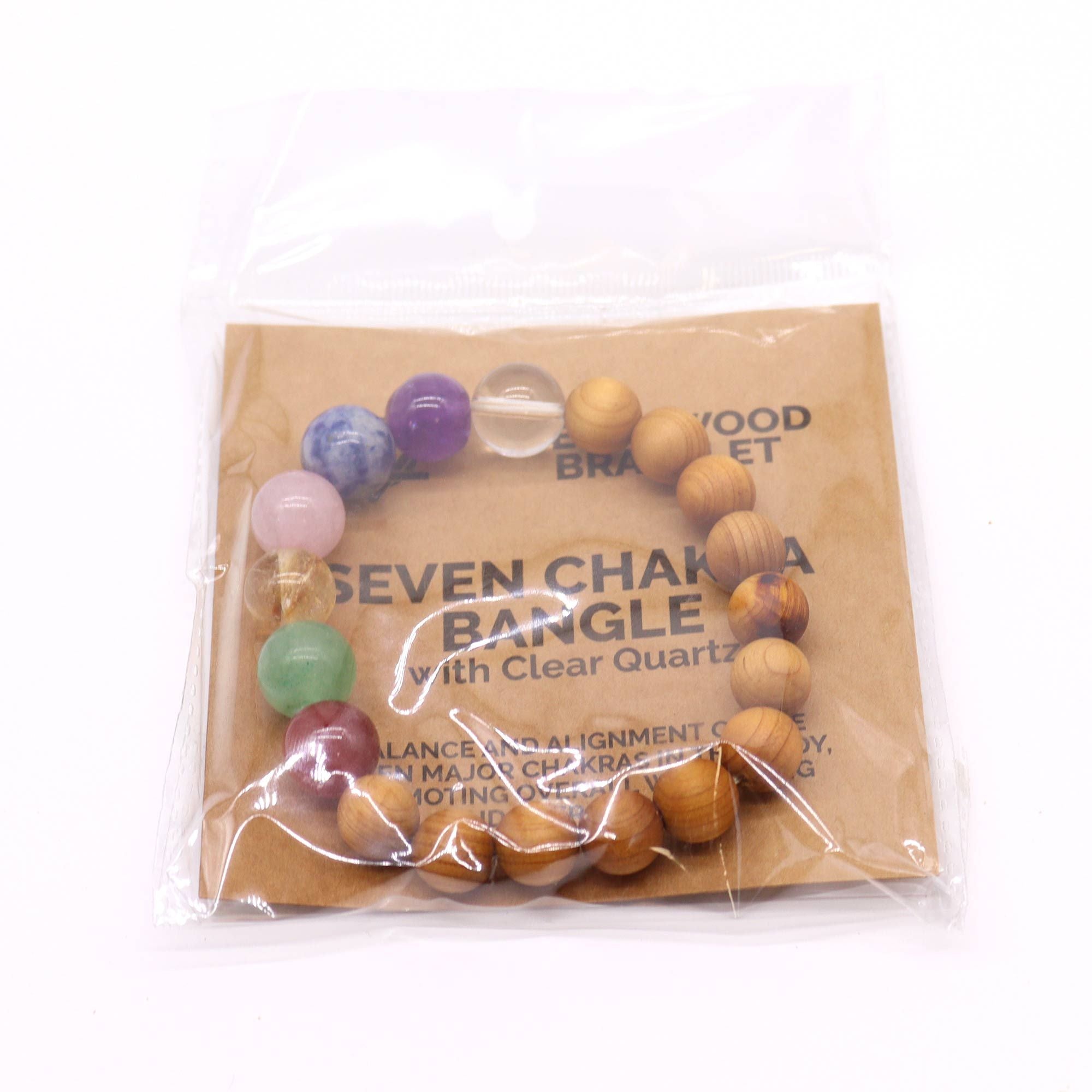 Bracelet Jonc en Bois de Cèdre – 7 Chakras Complets
