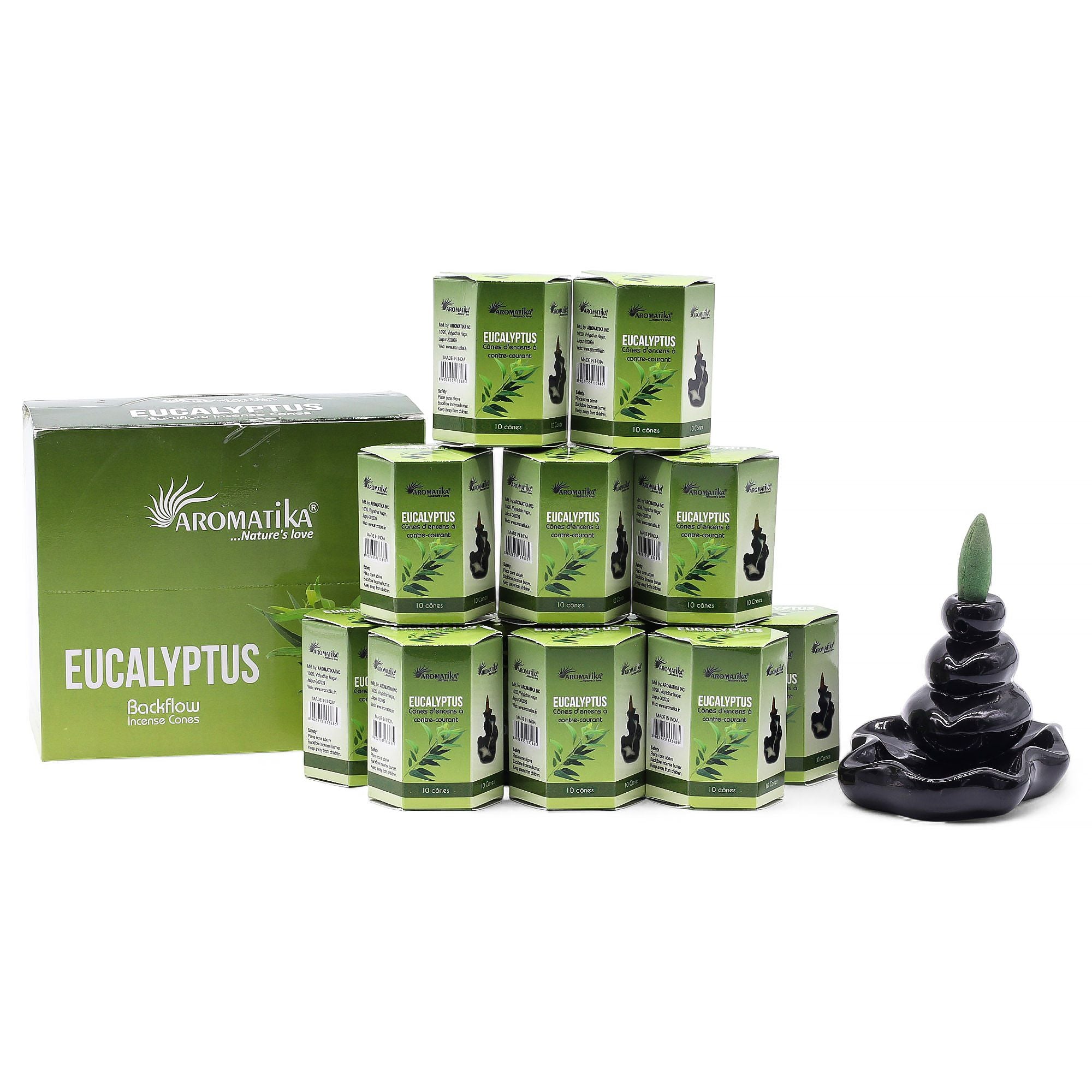 Encens Cônes Backflow – Masala Eucalyptus (Aromatika) – Étui de 10