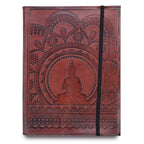 Carnet en Cuir Végétal – Moyen Mandala Tibétain – avec Lanière