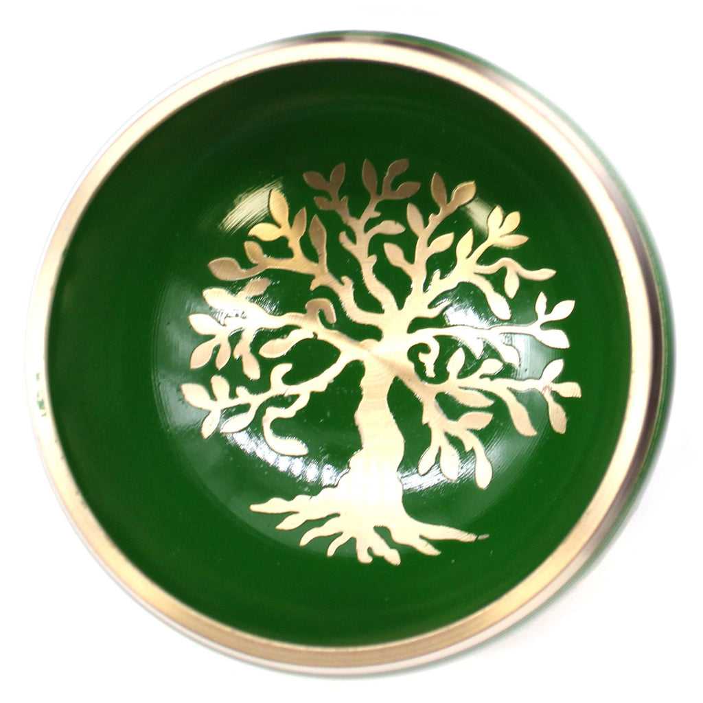 Set Bol Tibétain Coffret – Arbre de Vie – Vert – 10,7 cm