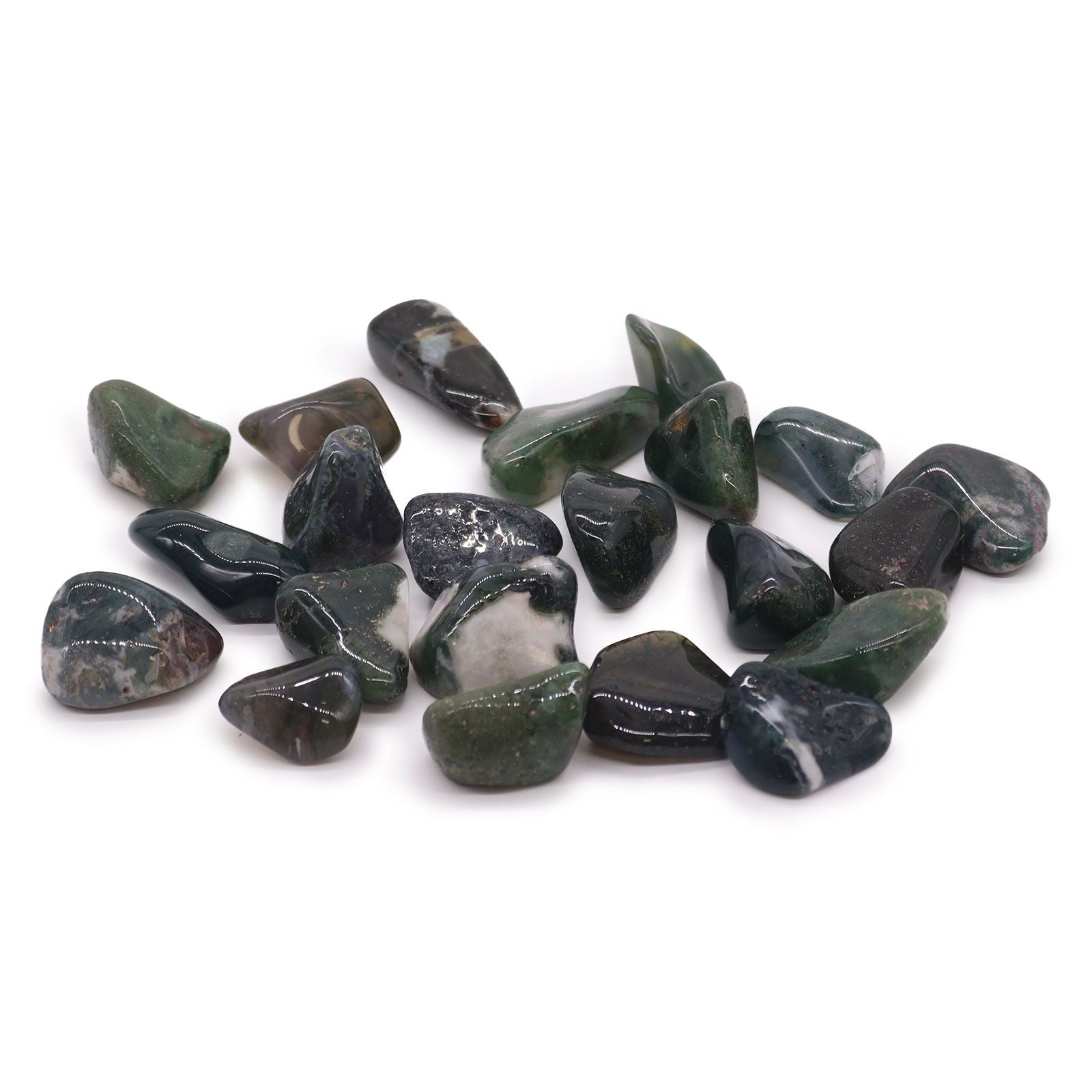 Sachet de 24 Grosses Pierres Roulées – Agate Mousse Verte