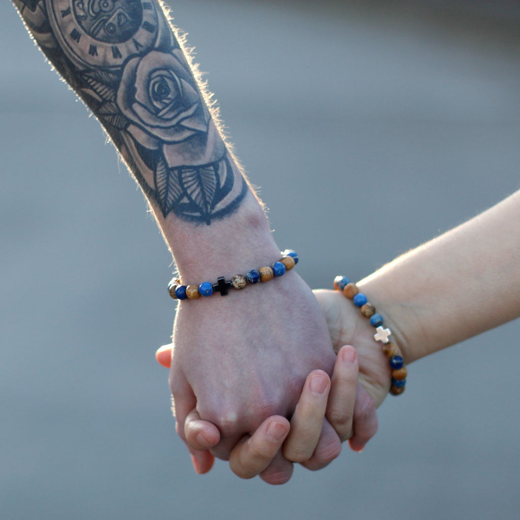 Set de 2 Bracelets d'Amour – Améthyste & Quartz Rose