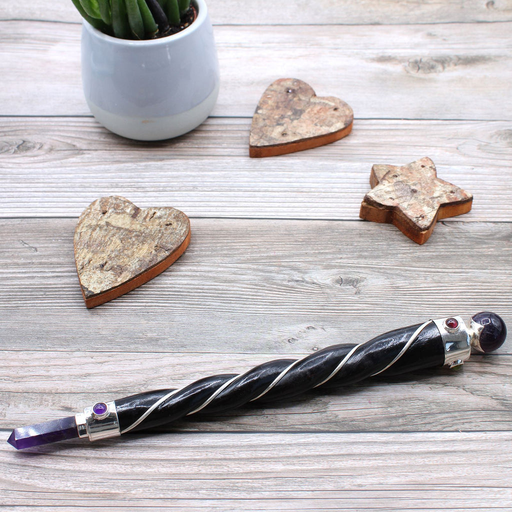 Baguette Torsadée Argent – Sphère d'Améthyste