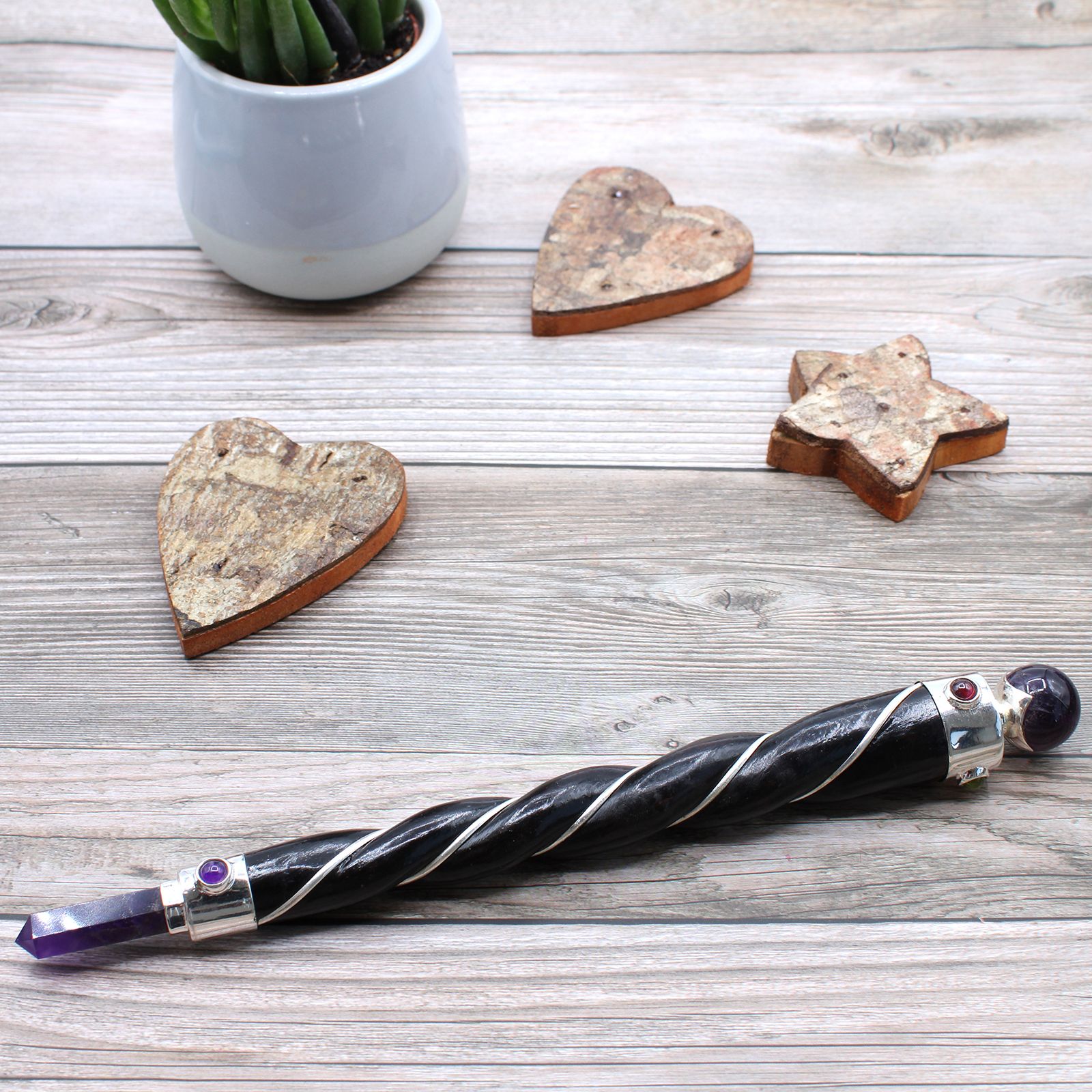 Baguette Torsadée Argent – Sphère d'Améthyste