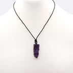 Pendentif Pointe Plate Macramé – Améthyste