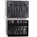 Set de 7 Cuillères Rituelles – Chakras – Finition Argent Foncé