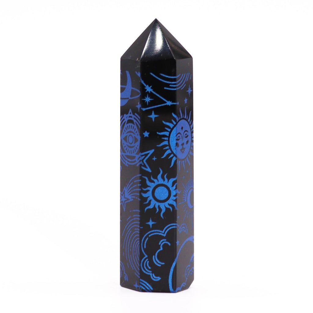 Pointe d'Obsidienne Noire – Reflets Bleu Minuit – 9 cm